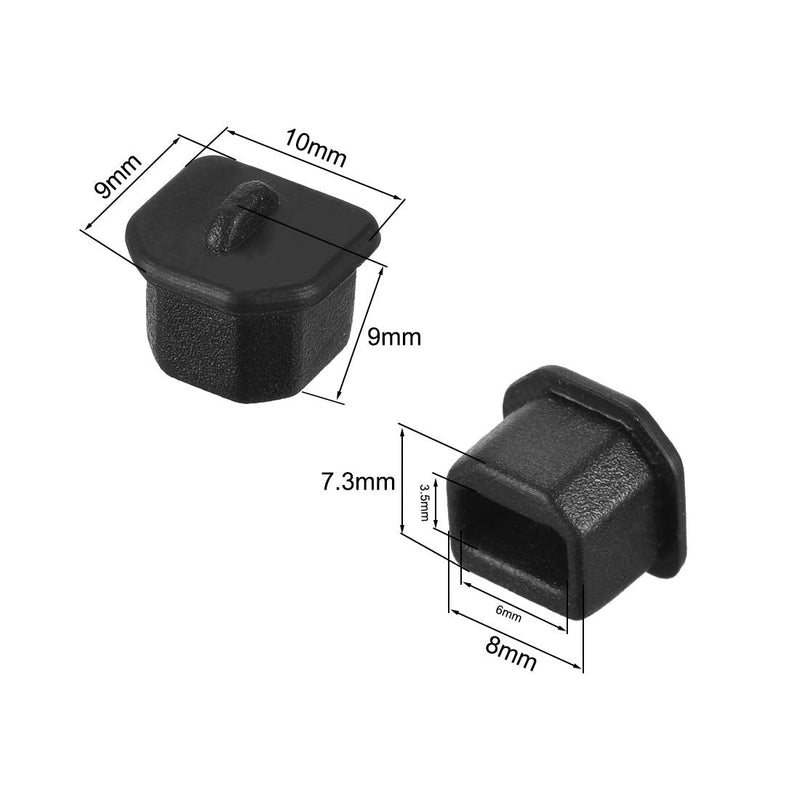 [Australia - AusPower] - uxcell Silicone USB B Anti-Dust Stopper Cap Cover Black 20pcs 