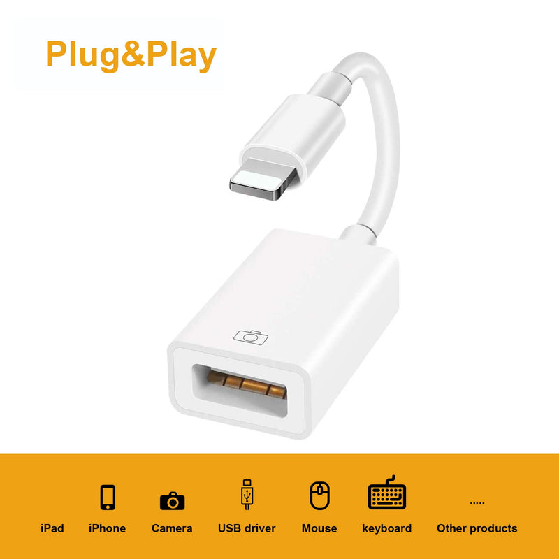 [Australia - AusPower] - BUFFRIG USB Camera Adapter, Plug and Play, USB Female OTG Adapter Compatible with iPhone iPad, Support Card Reader, USB Flash Drive, Keyboard, Mouse, Audio Interface and Microphone 