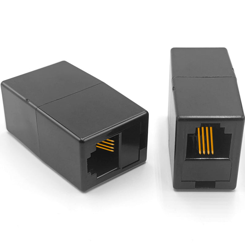 [Australia - AusPower] - NECABLES (5 Pack) RJ11 Coupler Phone Line Connector Telephone Cord Adapter RJ11 6P4C Female to Female for Landline Phone and Fax Black Black 5pcs 