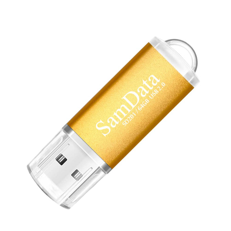 [Australia - AusPower] - SamData 2 Pack 64GB USB Flash Drives USB 2.0 Thumb Drives Memory Stick Jump Drive Zip Drive, 2 Colors: Black Gold Black Gold 2*64GB 
