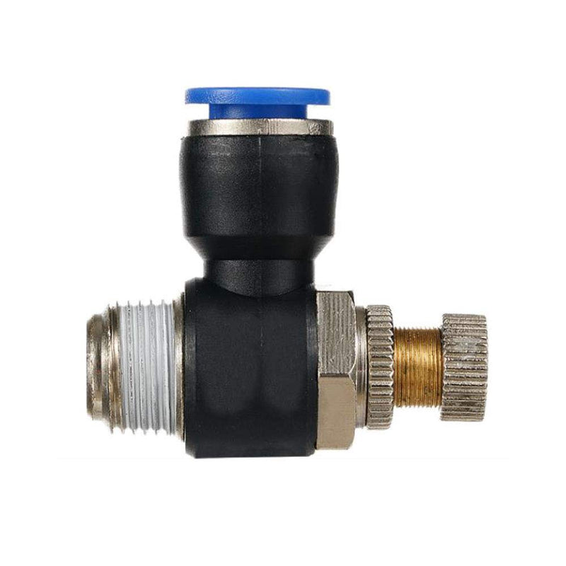 [Australia - AusPower] - Metalwork Plastic & Brass Flow Control Valve, 90 Degree Male Elbow With Push to Connect Quick Connector, 8mm Tube OD x 1/4" BSP Male Thread (Pack of 2) 8mm OD x 1/4" Male Pack of 2 