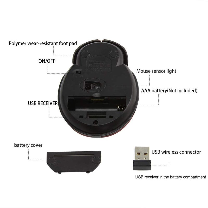 [Australia - AusPower] - Mini Cute Wireless Mouse, Portable Mobile Optical Mouse for Kids,2.4G 3000DPI Animal Ladybug Shape Cordless Computer Mouse Small Tiny Travel Mouse with USB Receiver for Laptop Desktop PC (Red) Red 