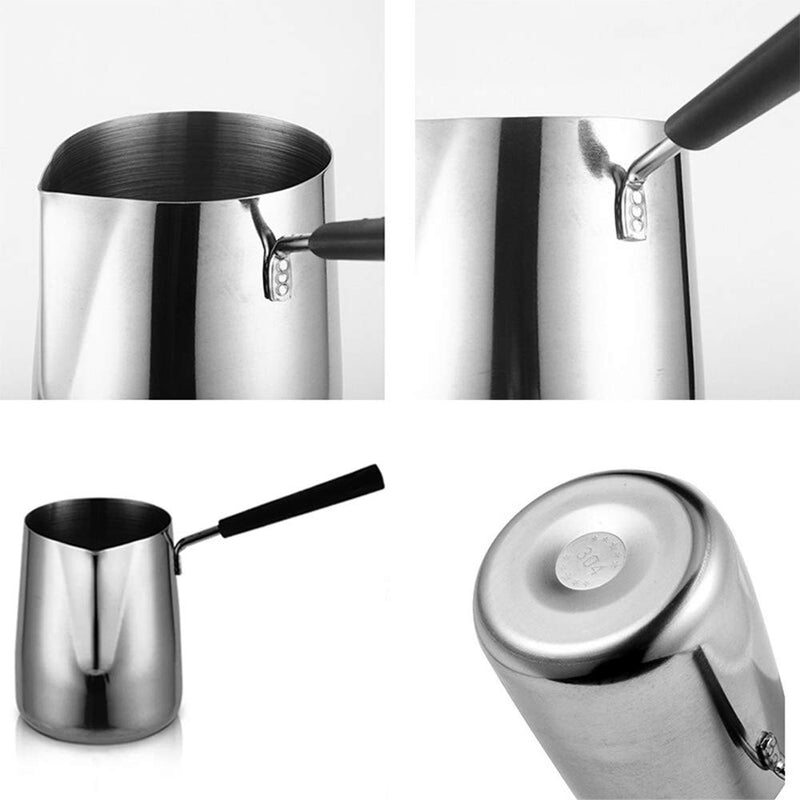 [Australia - AusPower] - Turkish Coffee Pot, Stainless Steel Milk and Coffee Warmer, Ibrik Cezve Arabic Briki Coffee Pot, Chocolate and Butter Melting Pot with Heat Resistant Handle, 20 OZ, 600 ML 