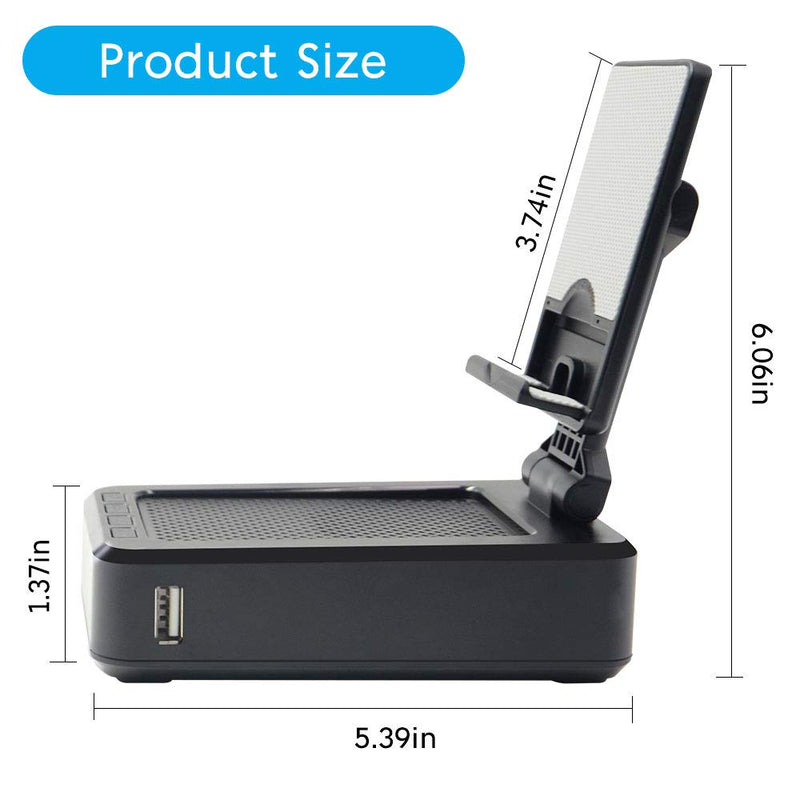 [Australia - AusPower] - Cell Phone Stand with Bluetooth Speaker, Wireless HD Surround Sound Cell Phone Speakers, Adjustable Phone Holder for Desk, Compatible with iOS & Android Smartphone, Suitable for Indoors, Outdoors 