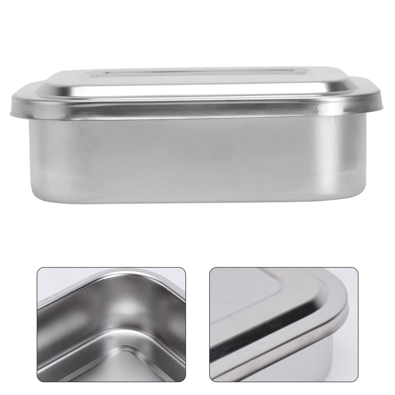 [Australia - AusPower] - Baluue Medical Surgical Trays Stainless Steel Instrument Tray with Lid, Sterilization Trays Organizer 6 Inch Thicken Container for Lab Instrument Supplies Tattoo Tool 15X10CM 