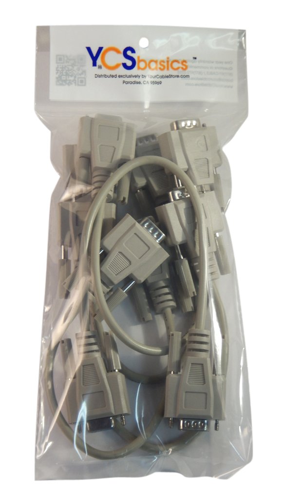 [Australia - AusPower] - Five Pack of YCS Basics 1 Foot DB9 9 Pin Serial / RS232 Male/Female Extension Cables 