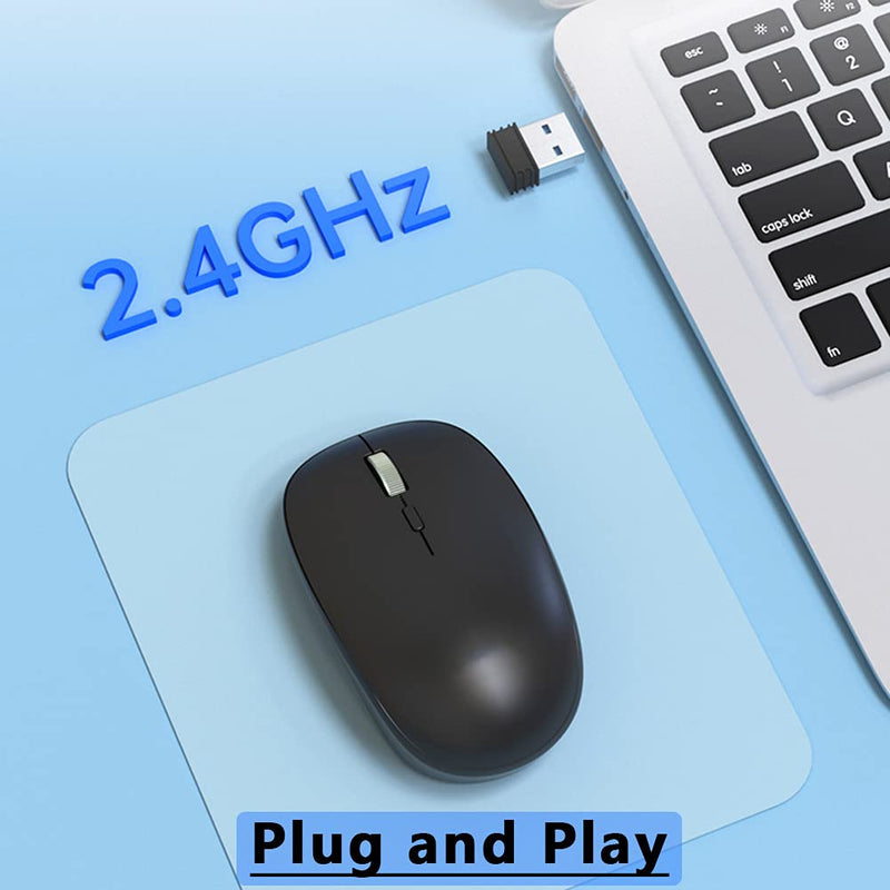 [Australia - AusPower] - Wireless Mouse for Laptop, ACOZYKITTEN 2.4G Noiseless Portable Mouse with USB Receiver, Ergonomics Cordless Computer Optical Silent Mice for Windows PC, Tablet, Laptop, Mac - Black B1-Black 