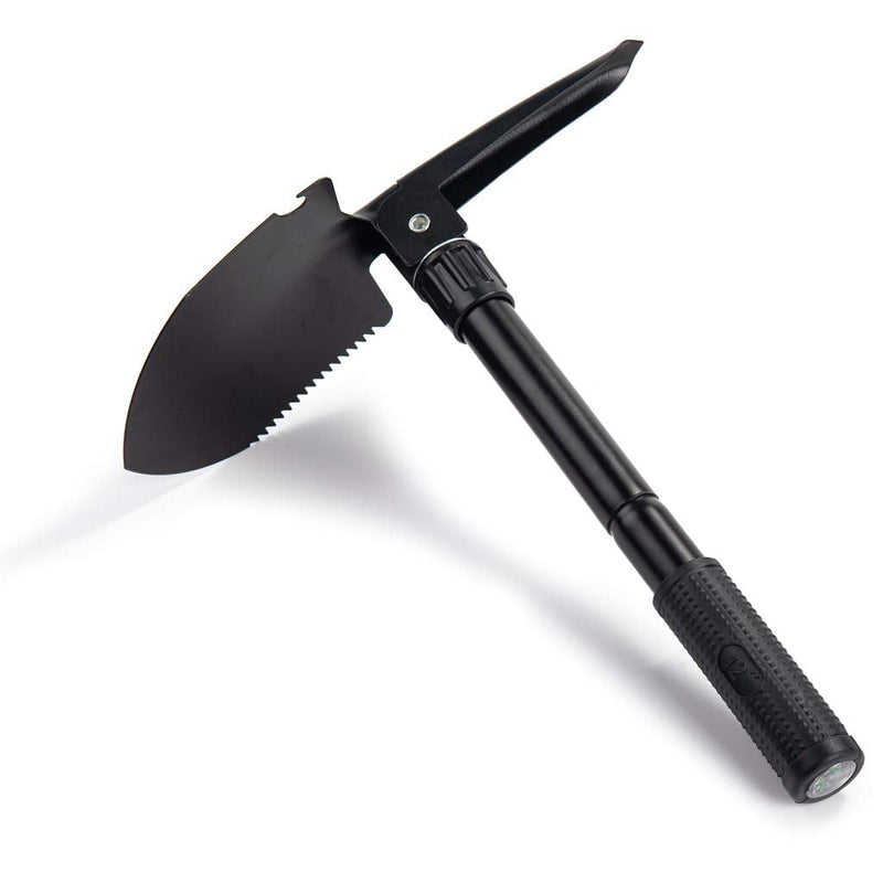 [Australia - AusPower] - Jipemtra Gardening Folding Shovel Military Camping Shovel Survival Gear Entrenching Tool with Carrying Pouch Metal Handle for Camping Trekking Gardening Fishing Backpacking Snow Black 