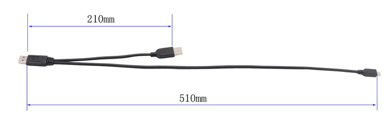 [Australia - AusPower] - zdyCGTime USB 2.0 A Dual Power Micro Cable, USB 2.0 A Male to USB 2.0 A +Micro USB Male Y Adapter Charging Cable for Samsung, HTC, Tablet and More Extension Cable (1.7 ft) 