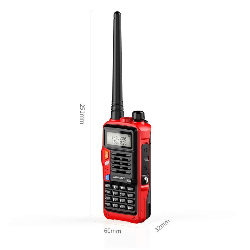 [Australia - AusPower] - BaoFeng UV-S9 Plus 8W High Power Tri-Power Ham Two Way Radio with 2200mAh Larger Battery USB Charger Cable Rechargeable Walkie Talkie Red 