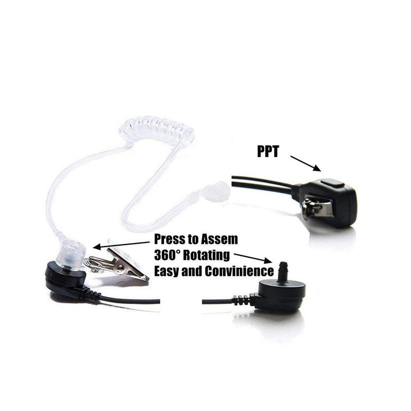 [Australia - AusPower] - Replacement Acoustic Coil Tube with Clip for Walkie Talkie Earpieces of Baofeng Retevis Midland Kenwood Luiton Two Way Radios Headset (10 Tubes) 
