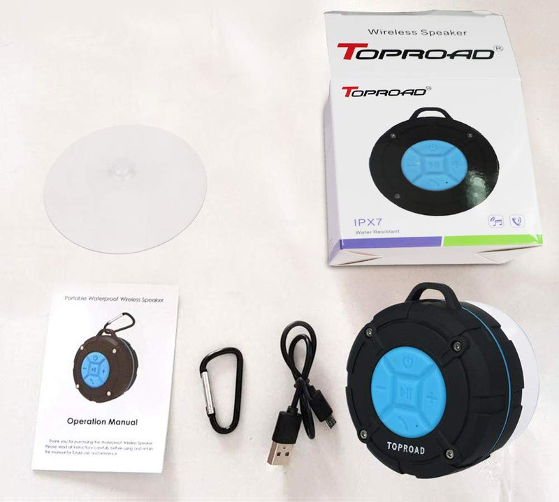 [Australia - AusPower] - [Updated Version] Portable Shower Speaker,TOPROAD IPX7 Waterproof Wireless Outdoor Speaker with HD Sound,2 Suction Cups,Built-in Mic,Hands-Free Speakerphone for Bathroom, Pool, Beach, Hiking, Bicycle 