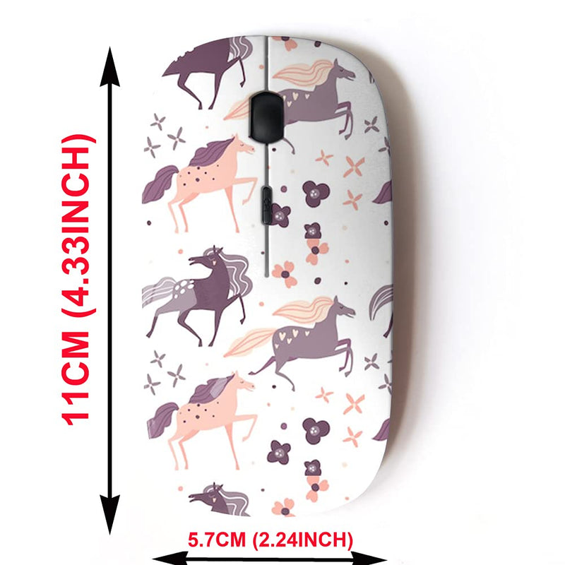 [Australia - AusPower] - 2.4G Wireless Mouse with Cute Pattern Design for All Laptops and Desktops with Nano Receiver - Beautiful Horses Flowers Print Card 