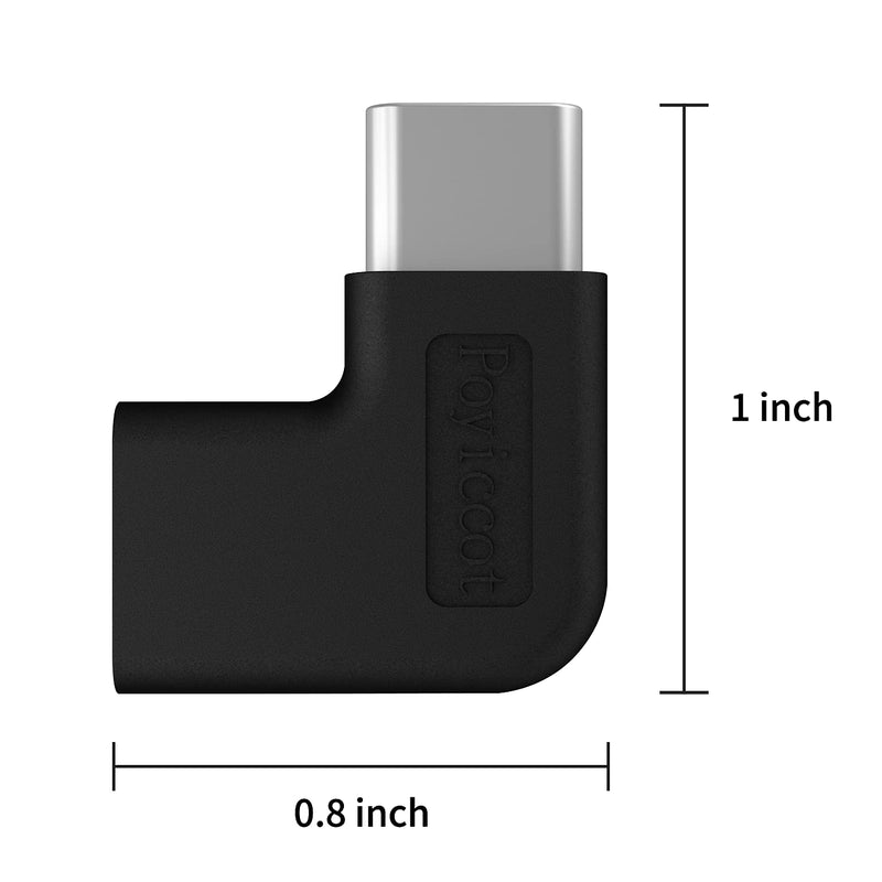 [Australia - AusPower] - Poyiccot USB C Right Angle Adapter, 90 Degree USB C Type C Male to Female Adapter, Right & Left Angled 90 Degree USB-C USB 3.1 Type-C Extension Adapter for Laptop & Tablet & Mobile Phone, 2Pack 