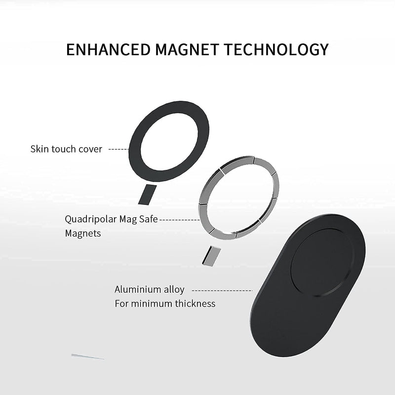 [Australia - AusPower] - MAGLAB MagSafe Compatible Grip Ring Holder for iPhone 13 12 pro max Mini Intended for Pop Socket Removable Magnetic Accessories for Cell Phone Maglab ,Black 