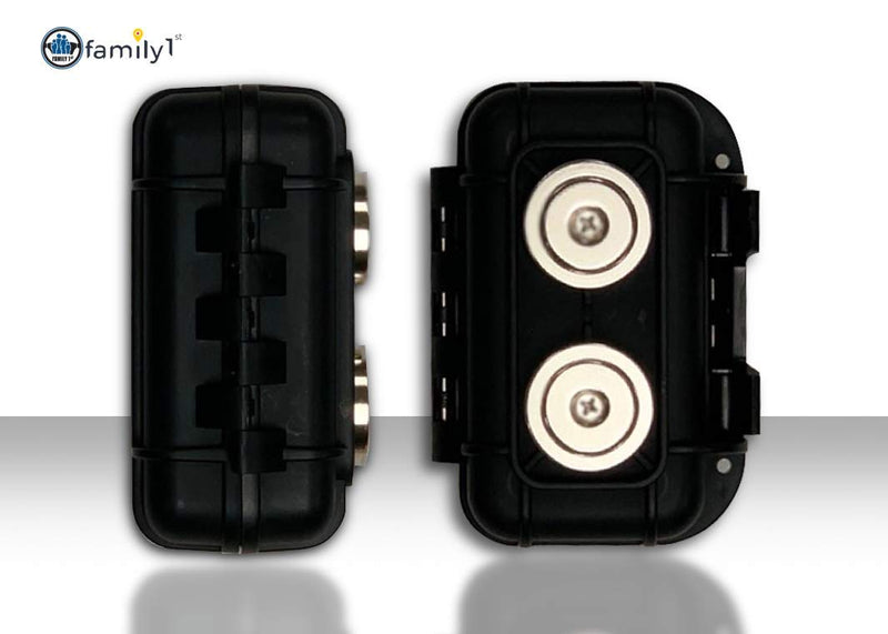 [Australia - AusPower] - Family1st Magnetic Case for Real-Time GPS Trackers - Powerful Twin Magnets for Easy Fixing - Weatherproof & Waterproof Stash Box for Storing Keys, Cash, Meds, Fobs, Jewelry, Money and More, Black 