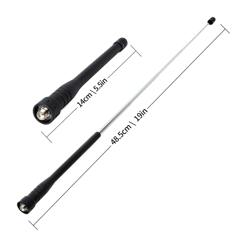 [Australia - AusPower] - HYSHIKRA Telescopic Rubber Antenna, 144/430Mhz 2Meter 70cm SMA-Female Handheld Antenna, 19inches 3dBi 10Watt for Kenwood/TYT/BF UV-5R BF-888s/ Wouxun Two-Way Radio HT Scanner (2PACK) 