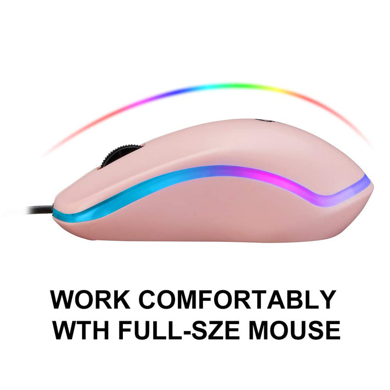 [Australia - AusPower] - Coolerplus FC112 USB Optical Wired Computer Mouse with Easy Click for Office and Home, 1000DPI, Premium and Portable,Compatible with Windows PC, Laptop, Desktop, Notebook（Pink Pink 