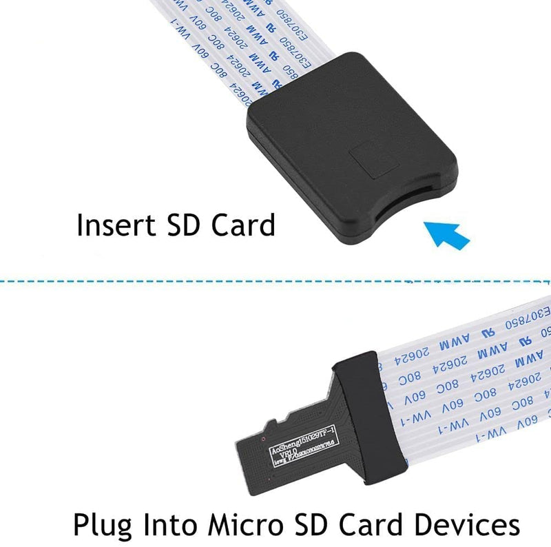 [Australia - AusPower] - ASHATA Micro SD to Micro SD Card Extension Cable Adapter Flexible Extender with Case, TF to TF Extender Cable for 3D Printer/Car/GPS/Camera/DVD/DVR/LED Display Board (48 cm) 48CM 