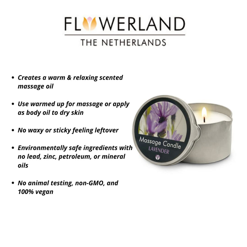 [Australia - AusPower] - FLOWERLAND Massage Candle - Moisturizing Body Oil Candle for Couples and Home Spa - Luxurious & Hydrating Skin Care Body Massage Oils - Natural, Vegan - Lavender (200ml) 