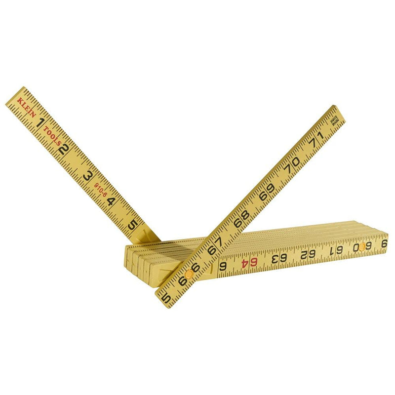 [Australia - AusPower] - Klein Tools 910-6 Folding Ruler 6-Foot, Durable Fiberglass, Inside Reading 