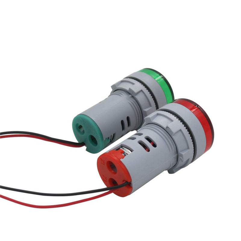[Australia - AusPower] - mxuteuk 2pcs 22mm Red Green AC 0-100A Digital Ammeter Round Signal Light Current Meter Indicator Lamp Signal Light,1 year warranty AD16-22DSA-RG 