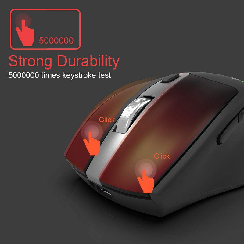 [Australia - AusPower] - Arteck Multi-Device Wireless Bluetooth Mouse with Nano USB Receiver Ergonomic Right Hand Silent Clicking for Computer Desktop PC Laptop Mac iPad and Windows 10/8 iPad OS Build in Rechargeable Battery Black 