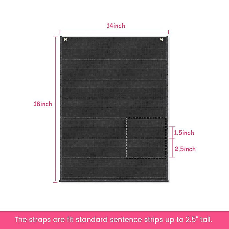 [Australia - AusPower] - Auchq Magnetic Pocket Chart,Standard Pocket Chart with 7+1 Pockets,14 Double-Sided Dry-Eraser Cards for Daily Schedule,Class Demonstrations,Classroom Office Home Activities (Black) Black 