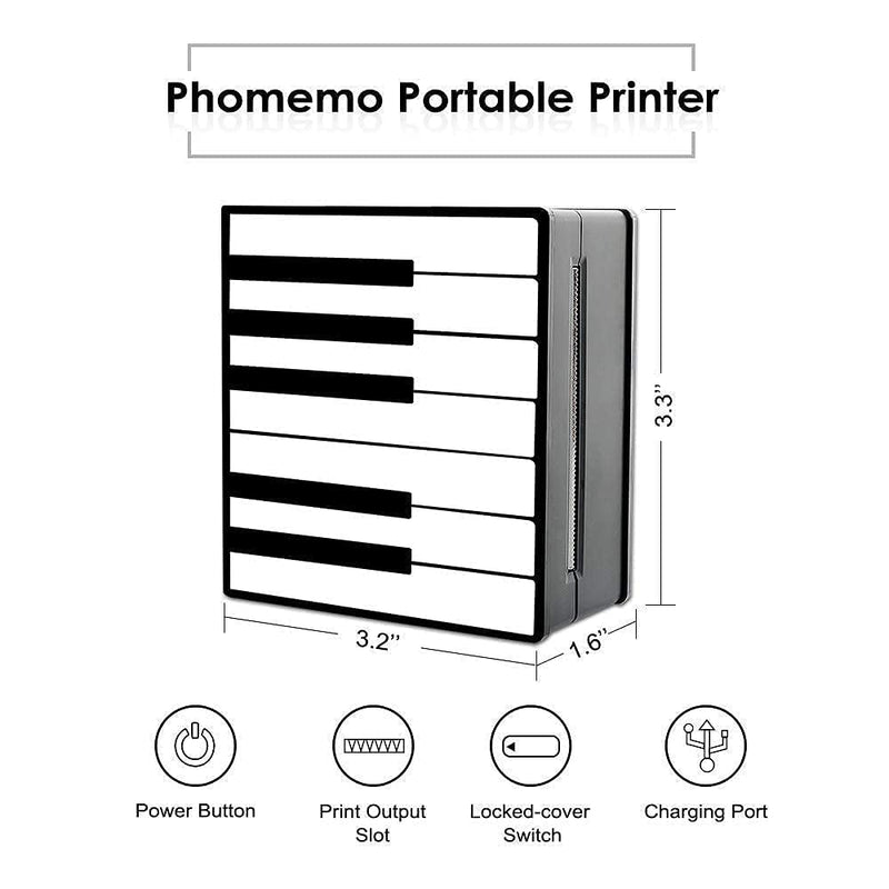 [Australia - AusPower] - Phomemo M02 Pocket Printer- Mini Bluetooth Thermal Printer with 3 Rolls White Sticker Paper, Compatible with iOS + Android for Learning Assistance, Study Notes, Journal, Fun, Work 