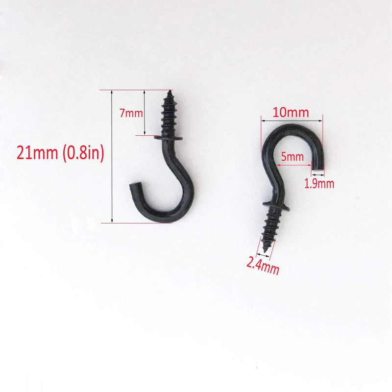 [Australia - AusPower] - IDEALSV Small Black Ceiling Hooks 1/2'' Screw-in Light Hooks DIY Jewelry Hooks (60Pack) Black 60pcs 