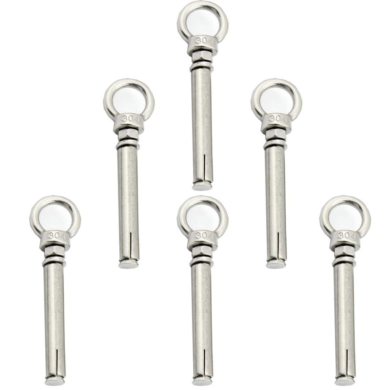 [Australia - AusPower] - Ring Lifting Expansion Eyebolt Screw Bolt 304 Stainless Steel Closed Hook Anchor Eye Bolt Wall Concrete Brick Expansion Screws Bolts Anchors Fastener M6x70mm 5 Pack 