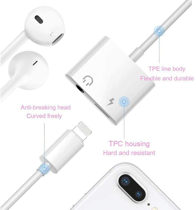 [Australia - AusPower] - [Apple MFi Certified] Charger Headphones Adapter for iPhone,2 in 1 Belcompany Lightning to 3.5mm Jack Dongle Aux Audio & Charger Splitter Adapter Compatible with iPhone 12/11/XS/XR/X/8/7/iPad/iPod 