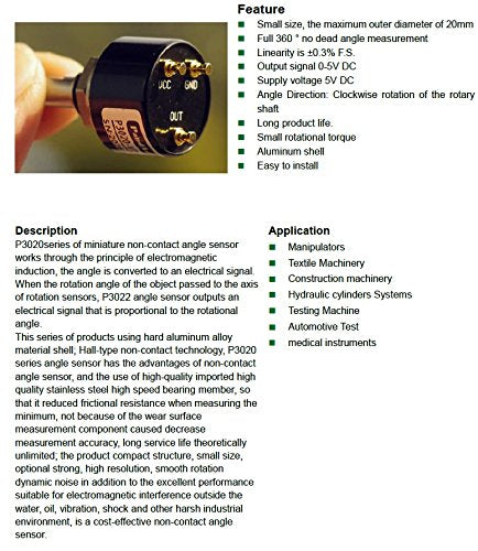 [Australia - AusPower] - 360 Degree Tiny Size 20mm Contactless Digitized Potentiometer Angle Encoder Sensor 0-5v Output 6 mm Shaft 