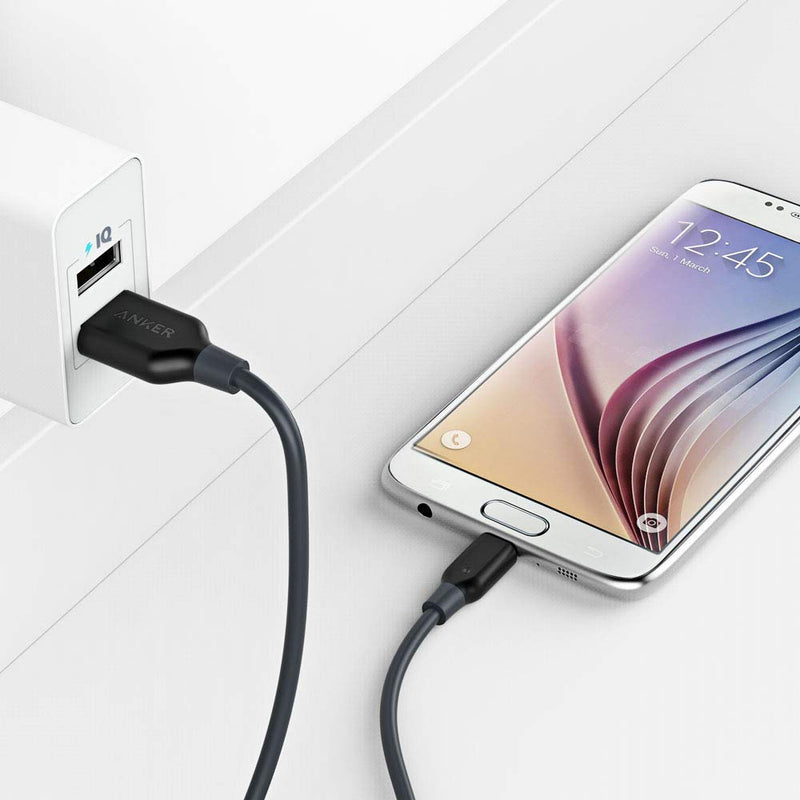 [Australia - AusPower] - Anker Powerline Micro USB - Charging Cable, with Aramid Fiber and 5000+ Bend Lifespan for Samsung, Nexus, LG, Motorola, Android Smartphones and More (Gray, 6ft) Grey 