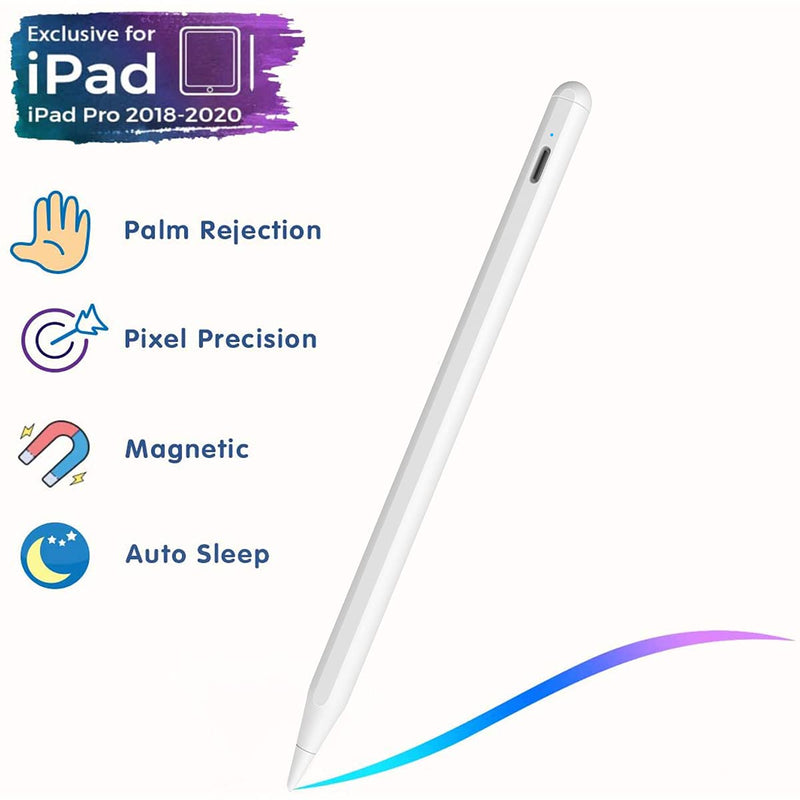 [Australia - AusPower] - ﻿Stylus Pencil for iPad 9th & 8th Generation, Active Pen with Palm Rejection Compatible with (2018-2022) Apple iPad 9th 8th 7th Gen/iPad Pro 11 & 12.9 inches/iPad Air 5th Gen/iPad Mini 6th Gen (White) White 