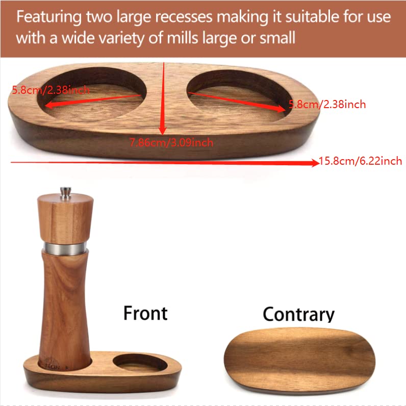 [Australia - AusPower] - Salt and Pepper Mill Tray,Acacia Wood Tray, Salt & Pepper Grinder Accessories（Inner Dia 5.8cm）fit many Mills & Shakers Wooden Tray(Inner Dia 5.8cm) 