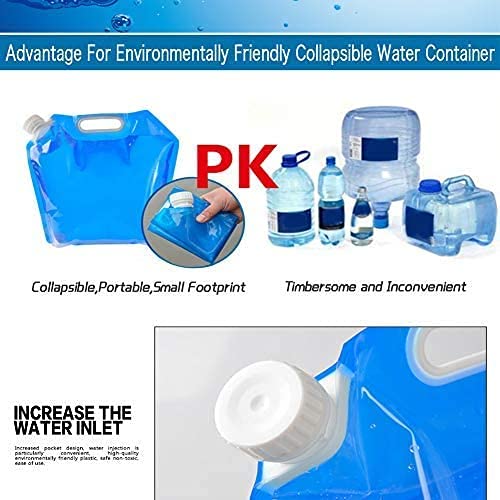 [Australia - AusPower] - Hakkin Collapsible Water Tank Container 4 Pack 1.3 Gallon/5L, No-Leak Freezable Portable BPA Free Food Grade Plastic Storage Jug for Camping, Hiking, Travel, Emergency Survival Kit Bonus 2 Pcs Caps 4 Pack 5L 