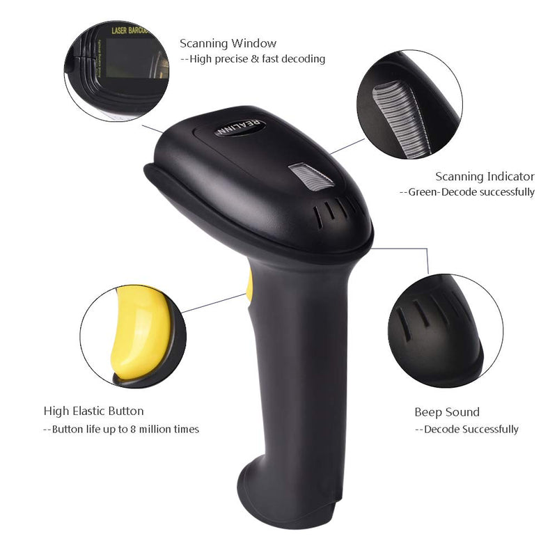 [Australia - AusPower] - REALINN 1D Laser Barcode Scanner USB Wired Bar Code Reader Handheld Scanners for Supermarket Store Library and Warehouse, Support Windows/Mac/OS/Linux Operating Systems 