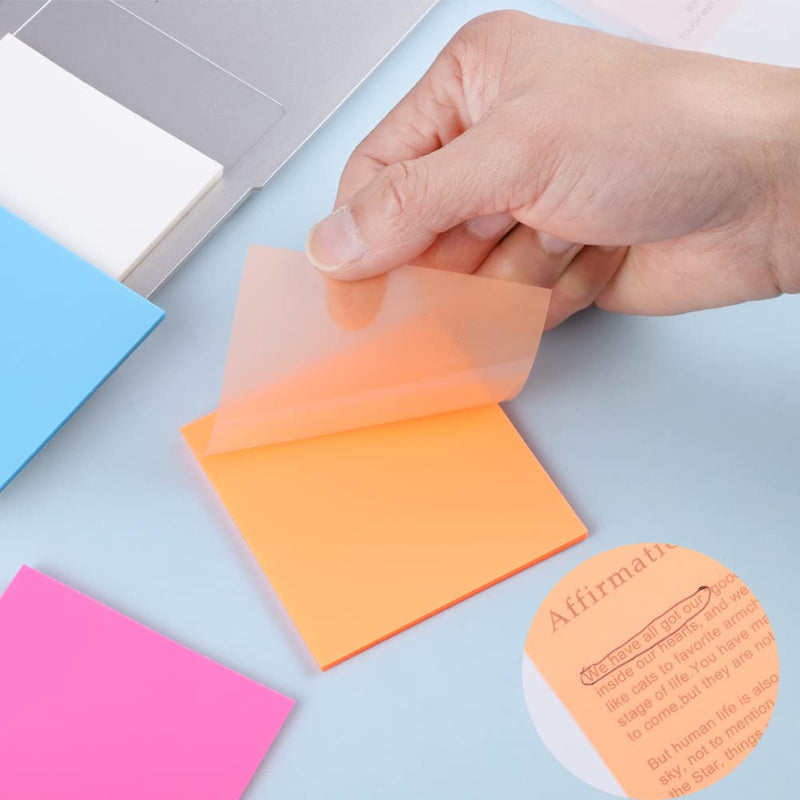 [Australia - AusPower] - 500 Sheets Transparent Sticky Notes Translucent Colorful Sticky Note Pads, 3 x 3 Inches Clear Sticky Tabs Waterproof Adhesive Memo Pad for for Office School Planner Memo 