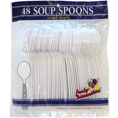[Australia - AusPower] - Party Dimensions Plastic Soup Spoon | White | Pack of 48 Soupspoon, 48 count 