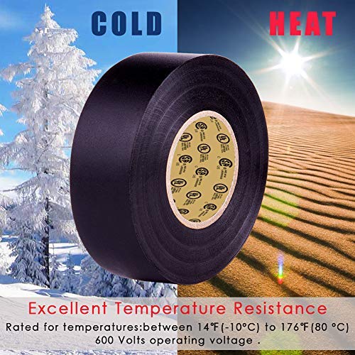 [Australia - AusPower] - Black Electrical Tape by LYLTECH, 44 feet x 3/4 inch x 7 mils-600V,Pass UL/CSA Certification. Waterproof,Flame Retardant,Strong Adhesive, 14? to 176?(Black) 