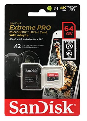 [Australia - AusPower] - 64GB Micro SDXC SanDisk Extreme Pro 4K Memory Card Bundle works with DJI Mavic 2, Pro, Zoom, Spark, Phantom 4, 4K UHD Video Drone V30 (SDSQXCY-064G-GN6MA) with Everything But Stromboli 3.0 Card Reader 