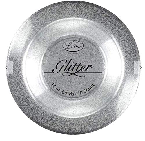 [Australia - AusPower] - Lillian Collection Plastic Bowl - 14 oz | Silver Glitter | Pack of 10 