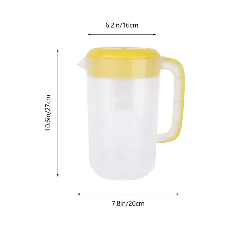 [Australia - AusPower] - Hemoton 4000ML Plastic Pitcher Iced Tea Pitcher with Lid and Handle Heat Resistant Hot Cold Water Carafe Water Pitcher Water Jug for Juices Beverage Camping Picnics Yellow 