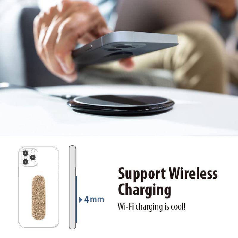 [Australia - AusPower] - MOMOSTICK_Flat Stick : Phone Grip/Stand/Holder | Wireless Charging | Apply (Google) Pay | New Finger Grip for All Smartphones - Glitter Gold 