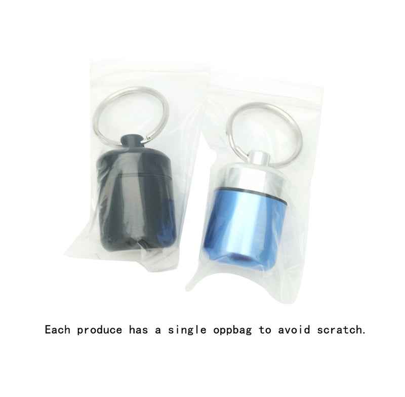 [Australia - AusPower] - FAYALA 2 Packs Aluminum Pill Container Keychain and Earplugs Casing Box Small and Cute Blue and Black 