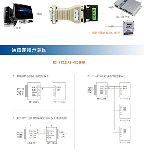 [Australia - AusPower] - UTEK UT-2201 Port-powered, RS-232 to RS-485/422, Mini-size 