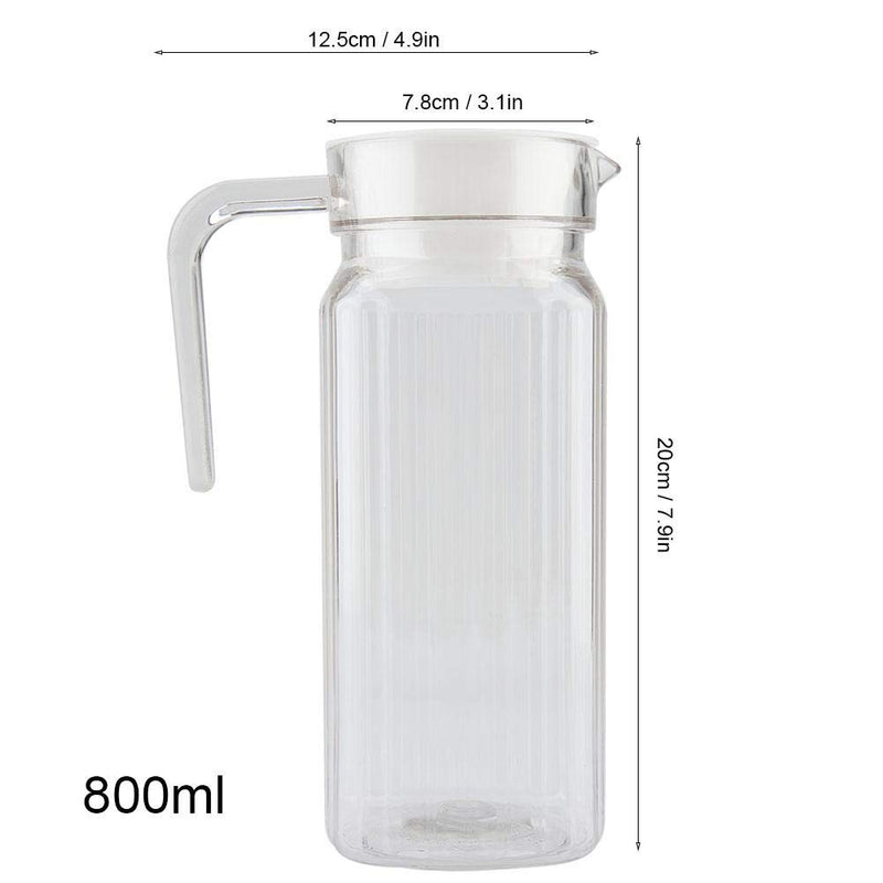 [Australia - AusPower] - Small Plastic Pitcher With Lid Acrylic Juices Pitcher, Transparent Water Pitcher Juices Jugs Broken Resistant Beverage Jugs, for Storing Water Milk Juices Tea Lemonade, with Lid and Handle(800ML) 800ML 