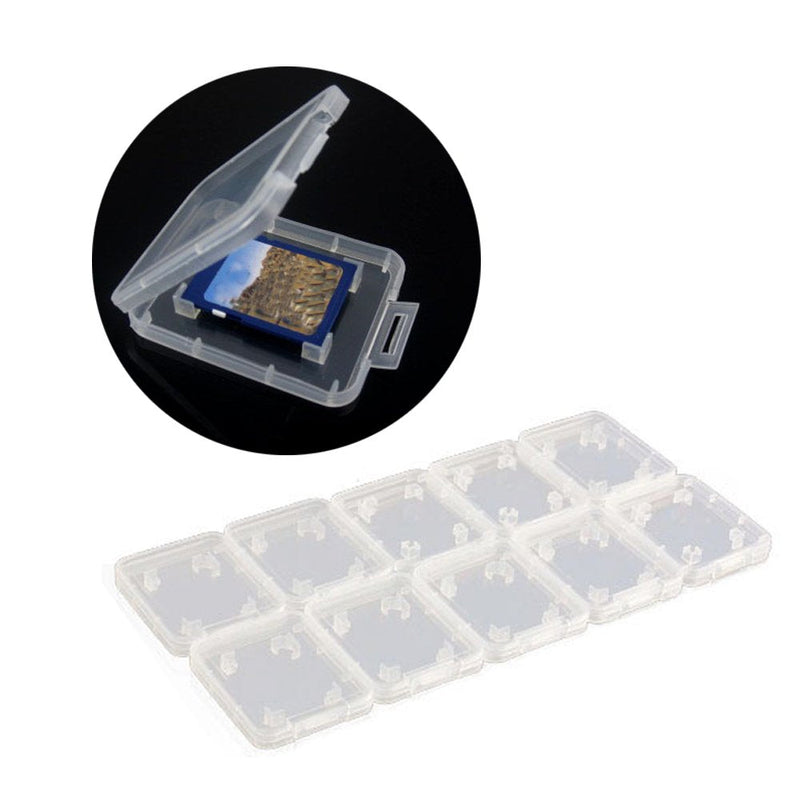 [Australia - AusPower] - 10 Pcs Plastic Memory Card Storage Case Compatible with SD MMC/SDHC PRO Duo White 