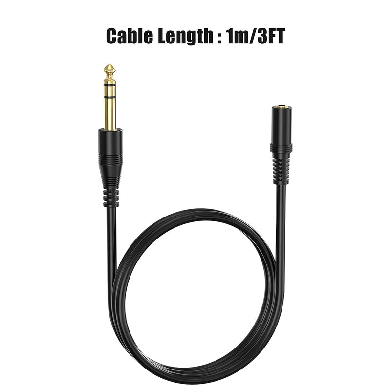 [Australia - AusPower] - 1/4 to 3.5mm Headpbones Adapter Cable, Ancable 3.3-Feet 6.35mm Male Plug to 3.5mm 1/8 Female Jack TRS Stereo Audio Adapter Cord for Connect Headphones to Keyboard Piano, Guitar, Amplifiers, Receiver 